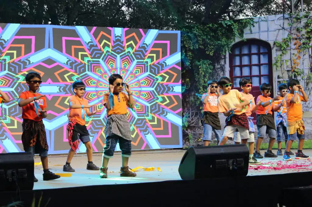Suchitra pupils performing on stage