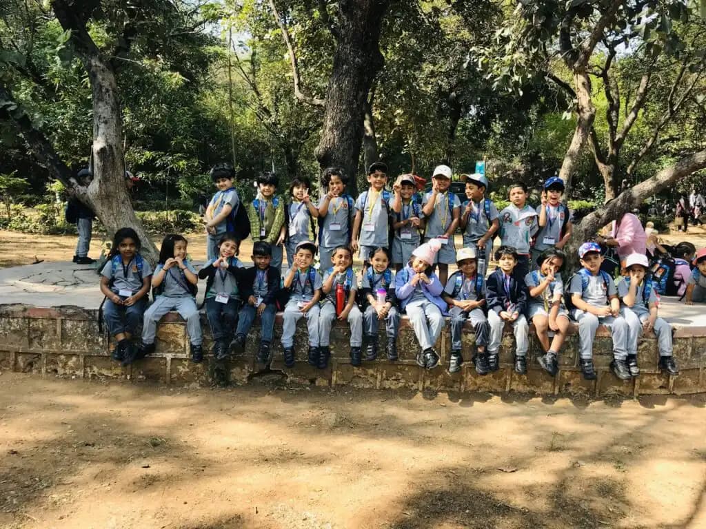 Young Suchitra pupils gathered together outdoors